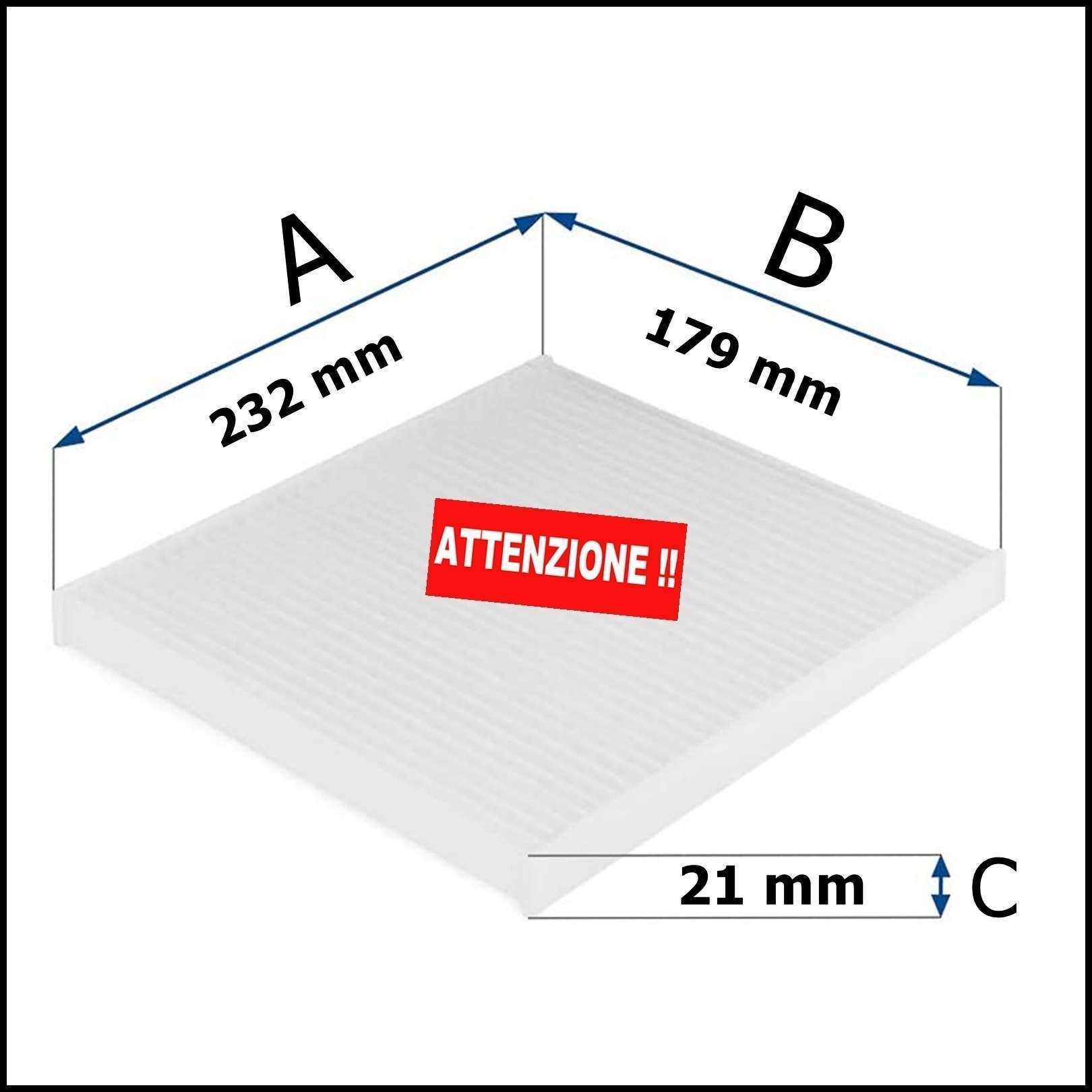 A. Filtro Abitacolo Antipolline ai Carboni Attivi [253x182x35] - Aricun