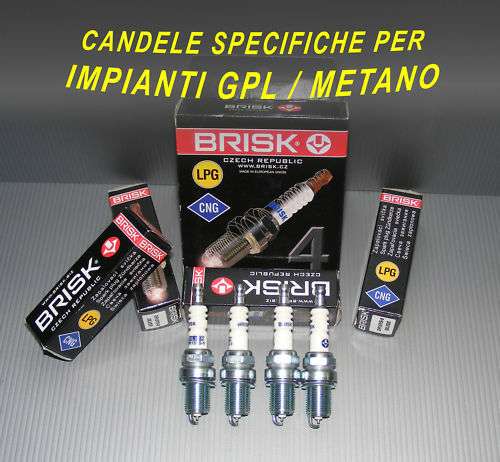 DR15YS9 nr 4 Candele GPL GAS METANO FIAT PUNTO 75 I° SERIE 1200 1.2Brisk  Silver - Aricun