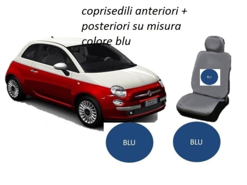 SET COPRISEDILI SU MISURA ANTERIORI + POSTERIORI PER FIAT 500 2007> (BLU) acquista online