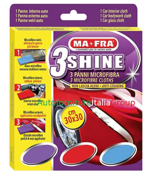 MA-FRA 3 SHINE kit 3 panni in microfibra - interno - esterno e vetri per auto acquista online