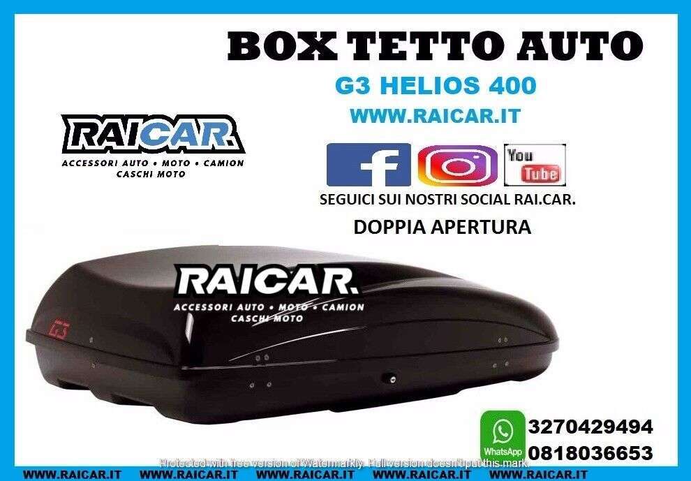 G3 Box Auto PORTATUTTO da Tetto Helios 320 Nero Lucido - Baule Portapacchi