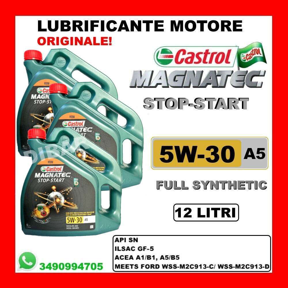 OLIO CASTROL MAGNATEC STOP-START 5W30 A5 A1/B1 A5/B5 IN 3 LATTE DA 4LT 12LT  TOT - Aricun