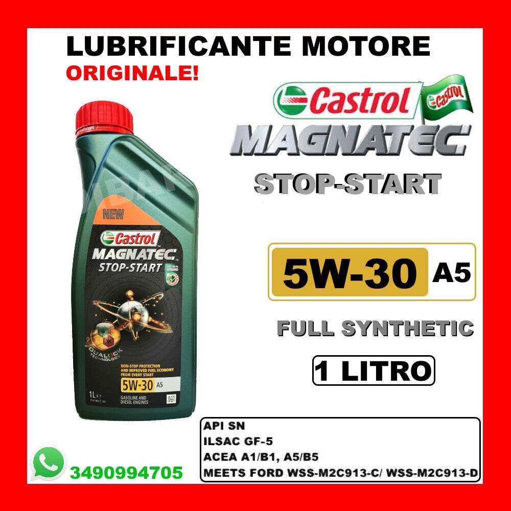 LUBRIFICANTE MOTORE CASTROL MAGNATEC STOP-START 5W30 A5 ACEA A1/B1 A5/B5 1  LITRO - Aricun