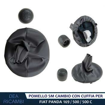 Pomello Leva Cambio + Cuffia per FIAT PANDA (169), 500, 500 C (312) 03-  PCFT004 - Aricun